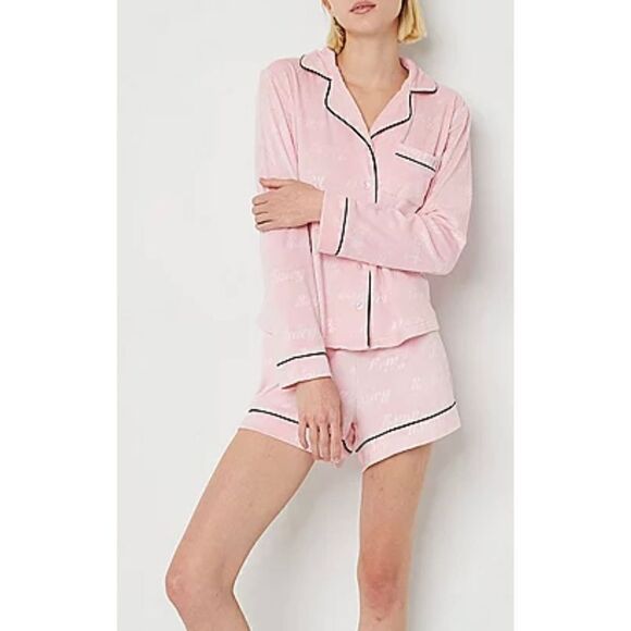 NWT Juicy By Juicy Couture 4PC Microfleece Pajama Set pink Women L (MSRP$80) - Picture 2 of 5